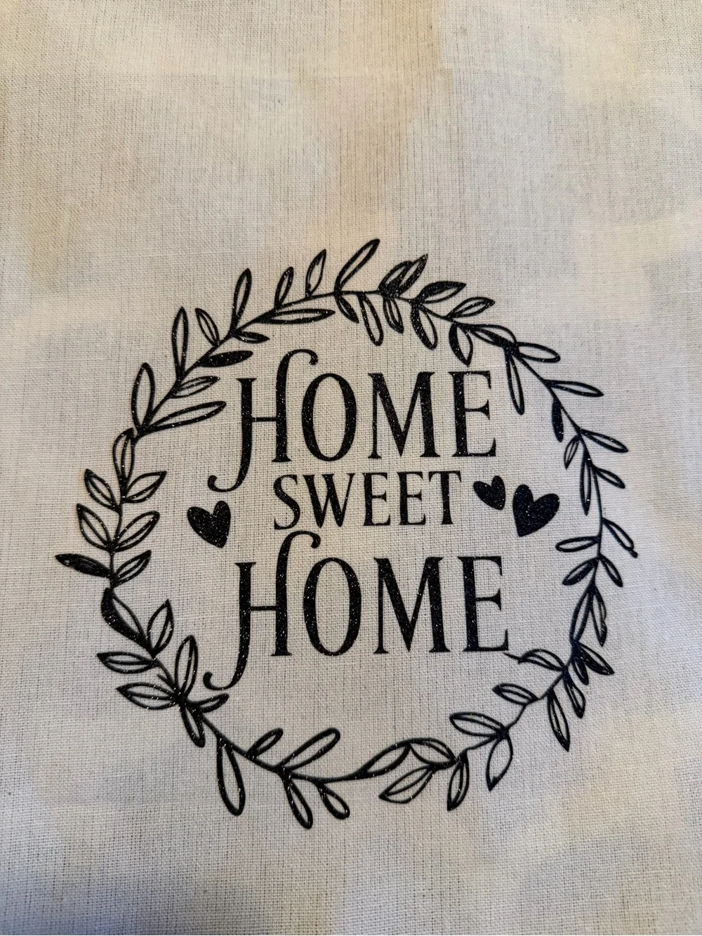 HOME SWEET HOME Cotton Kitchen Towel - White with Gray Stripes
